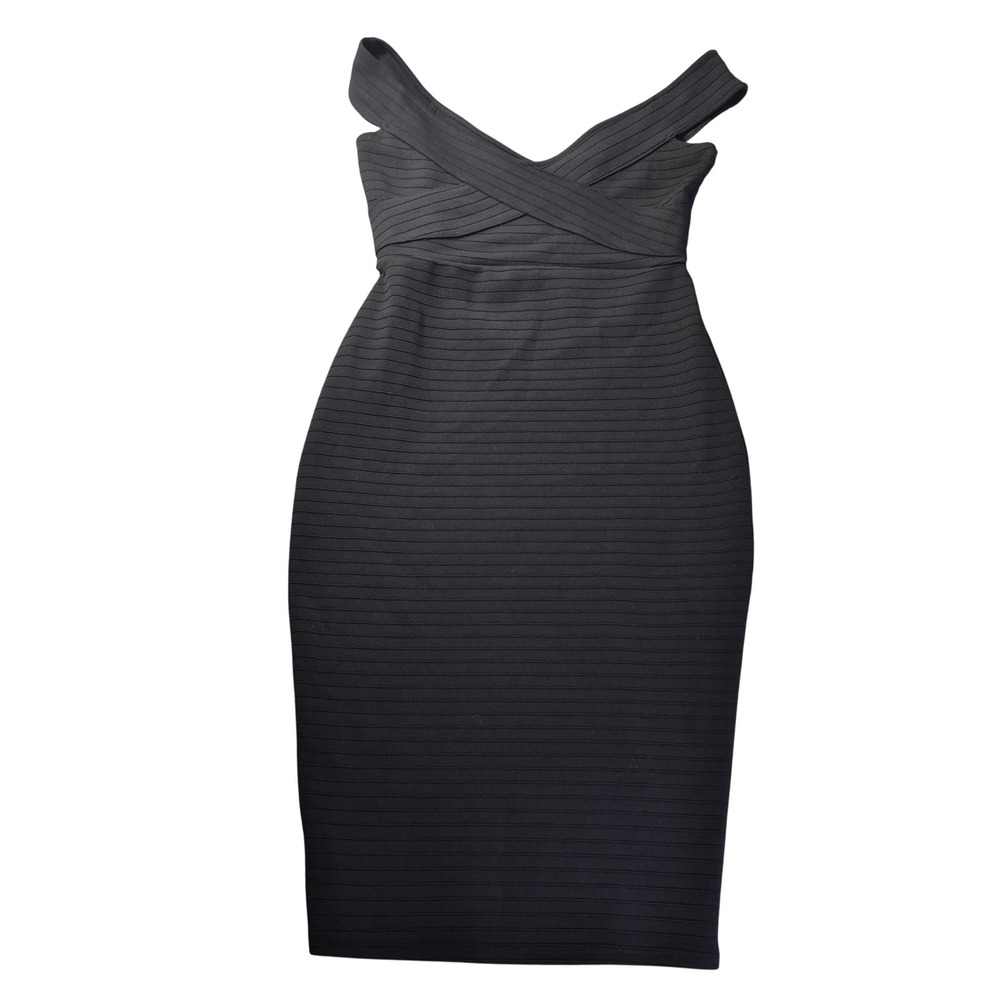 ASOS Maternity Dress Off Shoulder Bandage Bodycon Black Women Size 6 Baby Shower